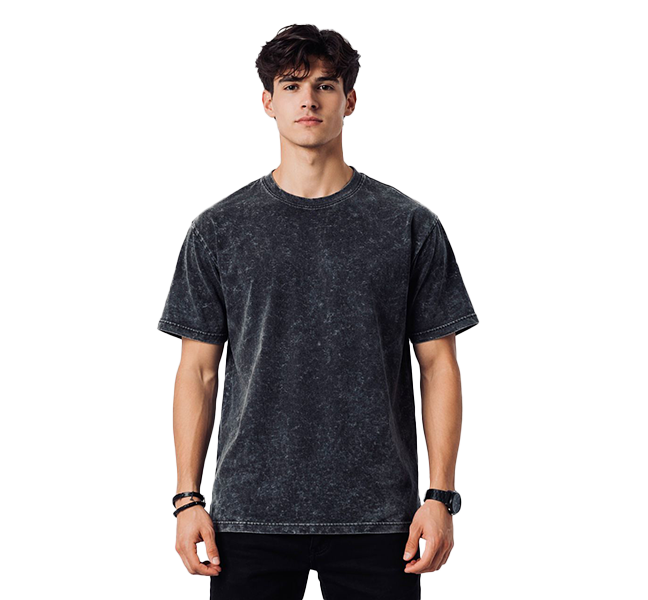 Men’s Acid Wash Short Sleeve T-Shirt | Black