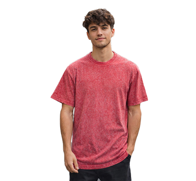 Men’s Acid Wash Short Sleeve T-Shirt | Red