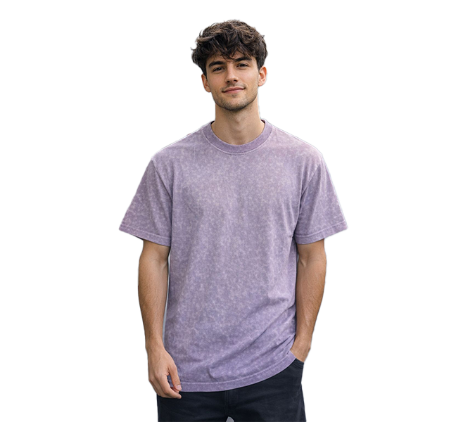 Men’s Acid Wash Short Sleeve T-Shirt | Purple